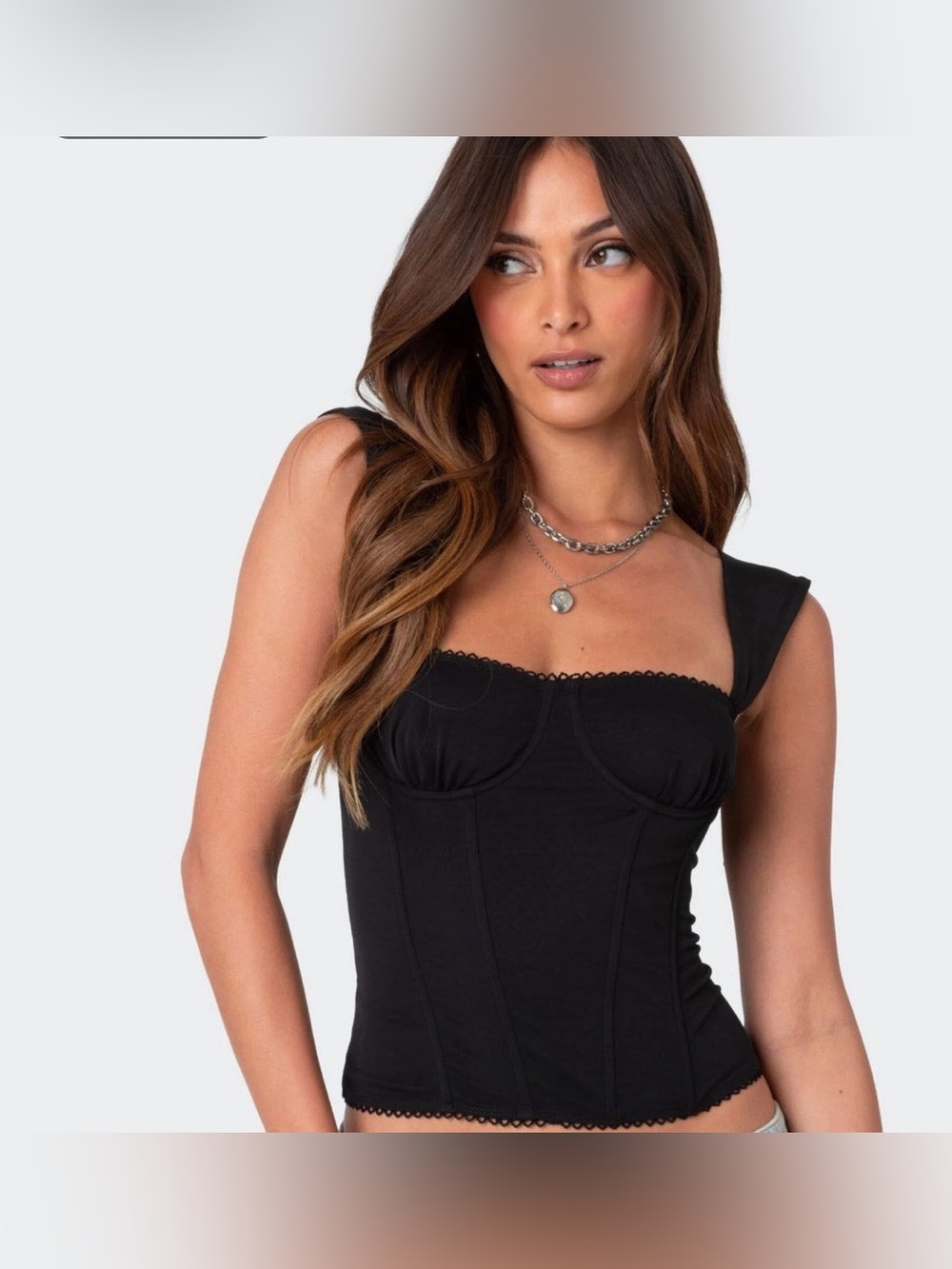Edikted Marcella Wide Strap Mesh Corset Festival Whimsigoth Romantic Grunge